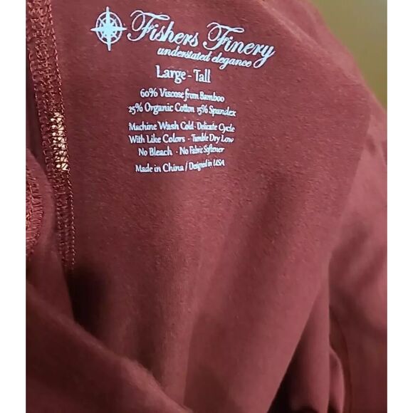 Fishers Finery Size L Tall Organic Cotton Blend Leggings Red Yoga Straight Leg - Picture 3 of 9